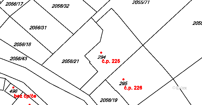 Brankovice 225 na parcele st. 294 v KÚ Brankovice, Katastrální mapa
