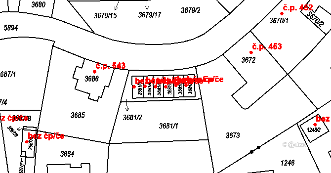 Liberec 47005599 na parcele st. 3681/6 v KÚ Liberec, Katastrální mapa
