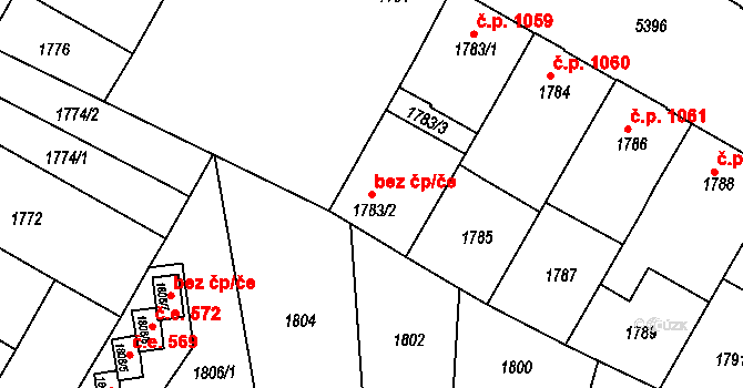 Znojmo 47526599 na parcele st. 1783/2 v KÚ Znojmo-město, Katastrální mapa