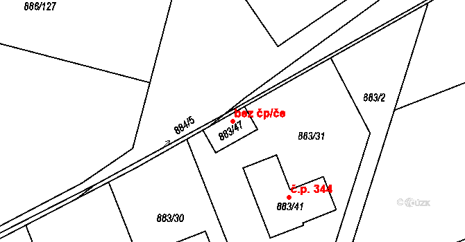 Holubice 54098599 na parcele st. 883/47 v KÚ Holubice, Katastrální mapa