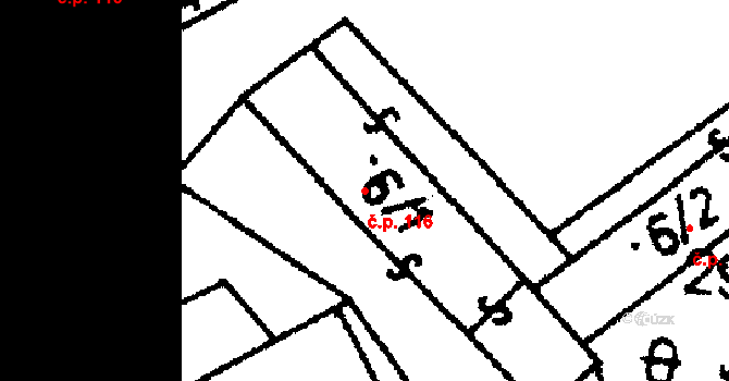 Orlík nad Vltavou 116 na parcele st. 6/1 v KÚ Orlík nad Vltavou, Katastrální mapa