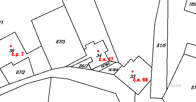 Líska 27, Česká Kamenice na parcele st. 34 v KÚ Líska, Katastrální mapa
