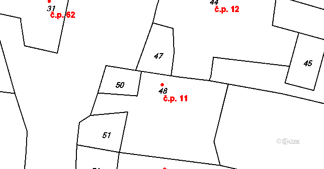 Rychnovek 11 na parcele st. 48 v KÚ Rychnovek, Katastrální mapa