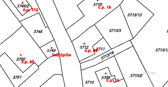 Koudelka 69, Holice na parcele st. 3712 v KÚ Holice v Čechách, Katastrální mapa