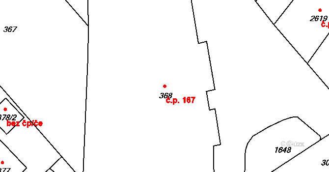 Štramberk 167 na parcele st. 368 v KÚ Štramberk, Katastrální mapa