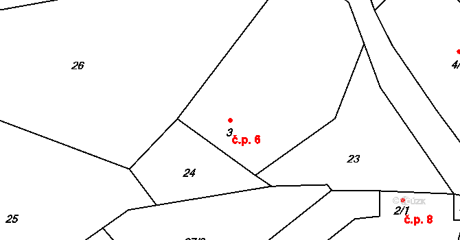 Výškovice 6, Vimperk na parcele st. 3 v KÚ Výškovice u Vimperka, Katastrální mapa