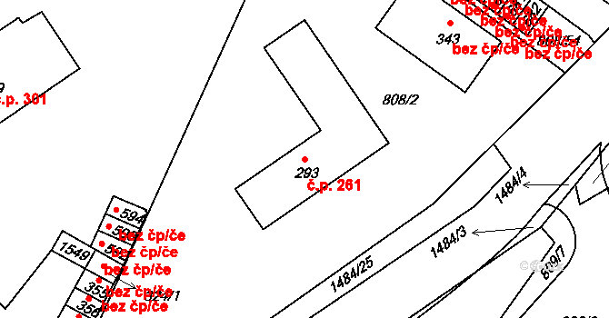Lhenice 261 na parcele st. 293 v KÚ Lhenice, Katastrální mapa