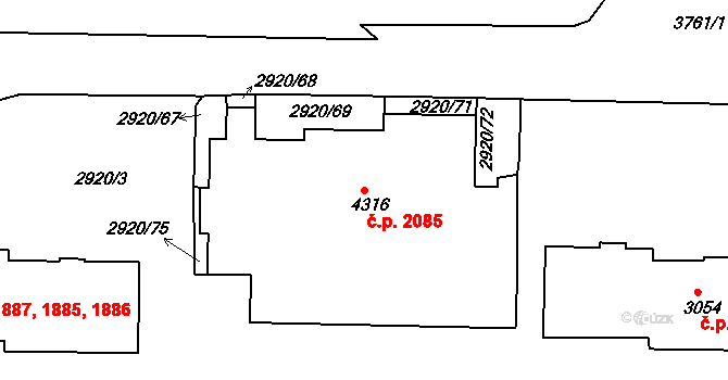 Rakovník II 2085, Rakovník na parcele st. 4316 v KÚ Rakovník, Katastrální mapa