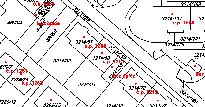 Chotěboř 1213 na parcele st. 3214/80 v KÚ Chotěboř, Katastrální mapa