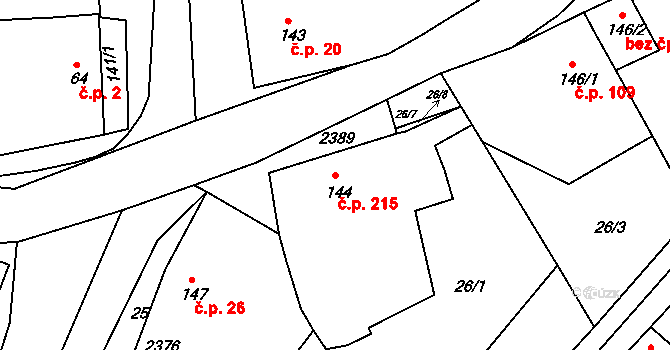 Morkůvky 215 na parcele st. 144 v KÚ Morkůvky, Katastrální mapa
