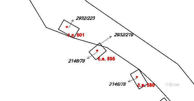 Lančov 595 na parcele st. 2932/219 v KÚ Lančov, Katastrální mapa