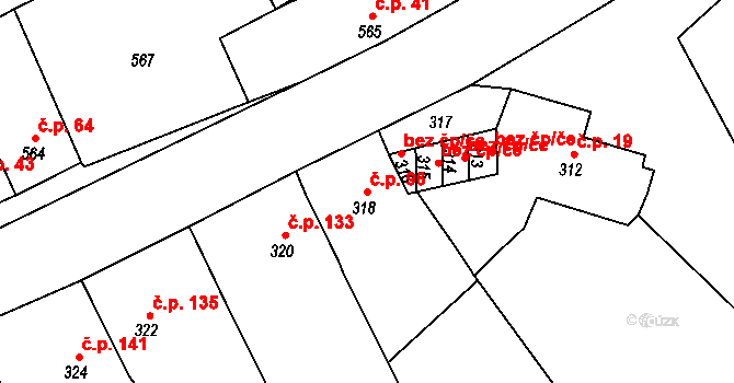 Přerov IV-Kozlovice 96, Přerov na parcele st. 318 v KÚ Kozlovice u Přerova, Katastrální mapa