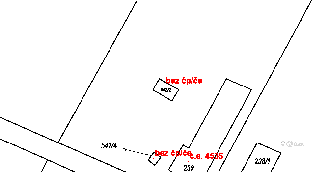 Znojmo 117606600 na parcele st. 542/2 v KÚ Derflice, Katastrální mapa