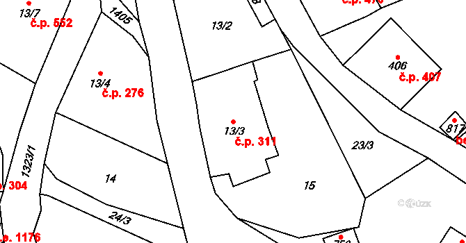 Janov nad Nisou 311 na parcele st. 13/3 v KÚ Janov nad Nisou, Katastrální mapa