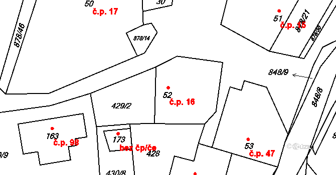 Opatov 16 na parcele st. 52 v KÚ Opatov u Jihlavy, Katastrální mapa