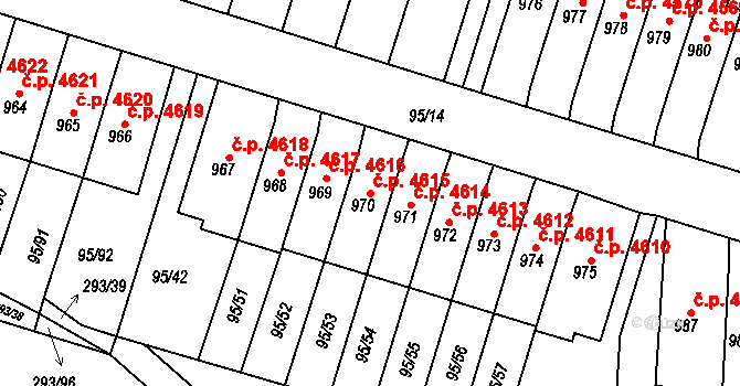 Jihlava 4615 na parcele st. 970 v KÚ Bedřichov u Jihlavy, Katastrální mapa