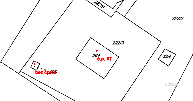 Černuc 67 na parcele st. 294 v KÚ Černuc, Katastrální mapa