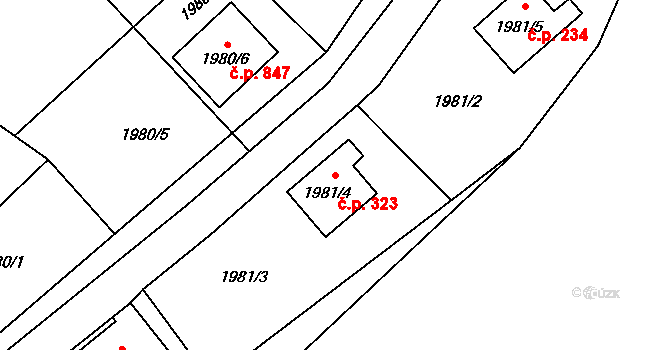 Semily 323 na parcele st. 1981/4 v KÚ Semily, Katastrální mapa