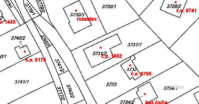 Střekov 1652, Ústí nad Labem na parcele st. 3731/2 v KÚ Střekov, Katastrální mapa