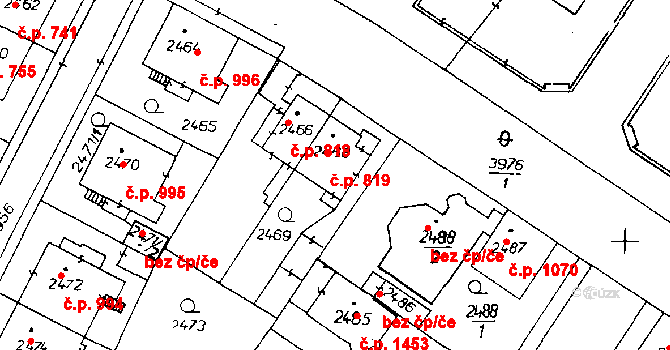 Poděbrady III 819, Poděbrady na parcele st. 2468 v KÚ Poděbrady, Katastrální mapa