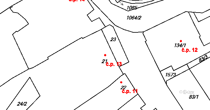 Jinošov 13 na parcele st. 21 v KÚ Jinošov, Katastrální mapa