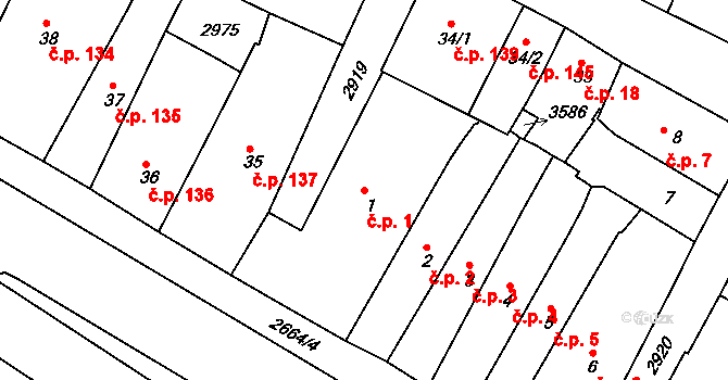 Chrudim I 1, Chrudim na parcele st. 1 v KÚ Chrudim, Katastrální mapa