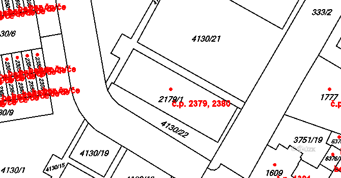 Břeclav 2379,2380 na parcele st. 2179/1 v KÚ Břeclav, Katastrální mapa