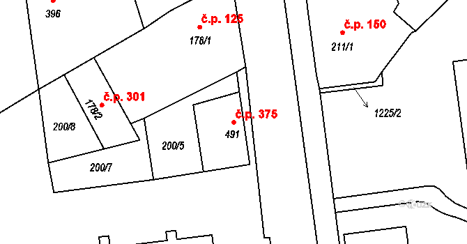 Úšovice 375, Mariánské Lázně na parcele st. 491 v KÚ Úšovice, Katastrální mapa