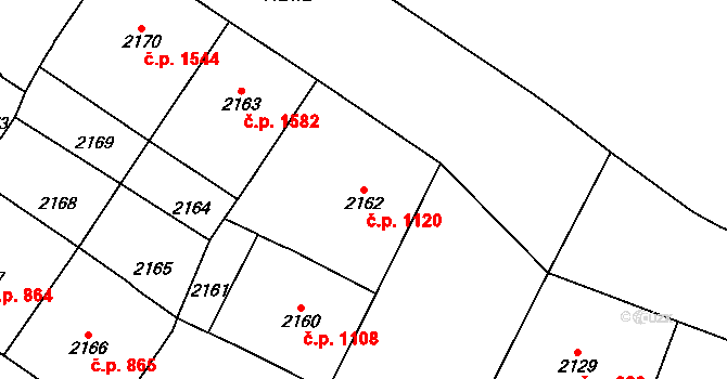 Vinohrady 1120, Praha na parcele st. 2162 v KÚ Vinohrady, Katastrální mapa
