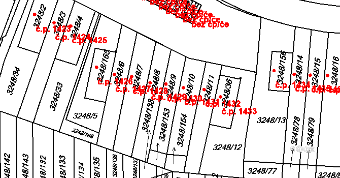 Krč 1430, Praha na parcele st. 3248/9 v KÚ Krč, Katastrální mapa