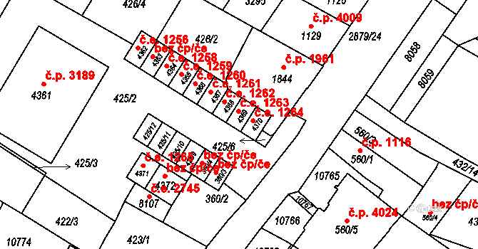 Hodonín 1263 na parcele st. 4369 v KÚ Hodonín, Katastrální mapa