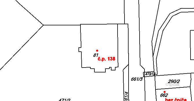 Neředín 138, Olomouc na parcele st. 81 v KÚ Neředín, Katastrální mapa