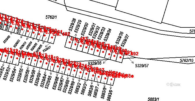 Tábor 488 na parcele st. 5329/33 v KÚ Tábor, Katastrální mapa