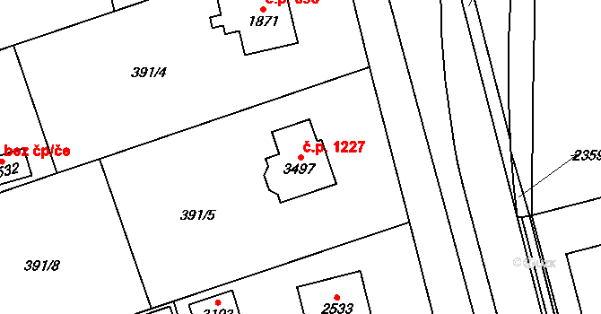 Sušice II 1227, Sušice na parcele st. 3497 v KÚ Sušice nad Otavou, Katastrální mapa