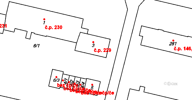 Březová 229 na parcele st. 3 v KÚ Březová u Sokolova, Katastrální mapa