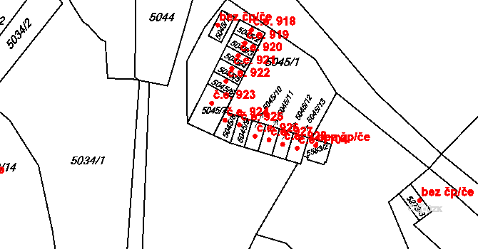 Znojmo 925 na parcele st. 5045/9 v KÚ Znojmo-město, Katastrální mapa