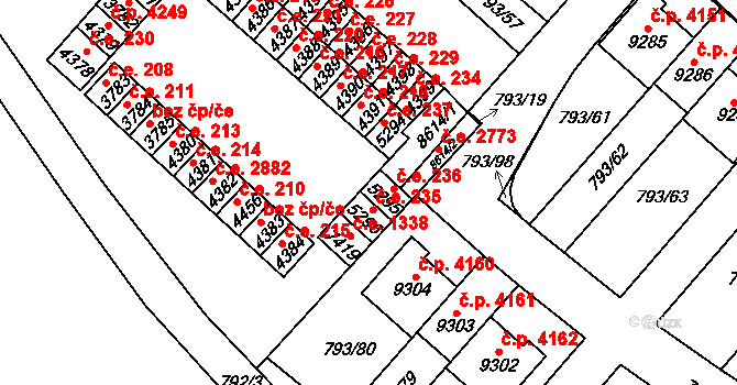 Hodonín 236 na parcele st. 5295 v KÚ Hodonín, Katastrální mapa