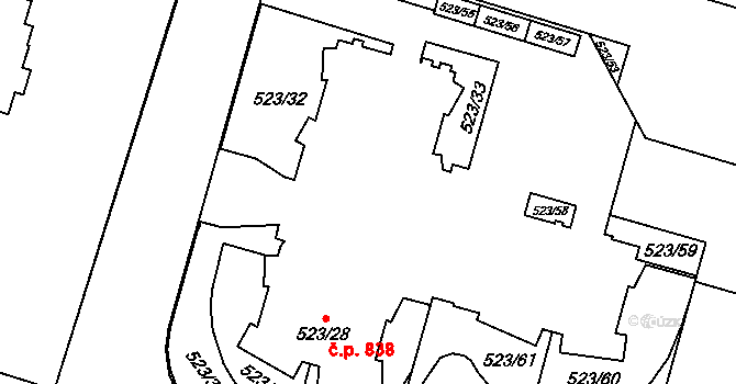 Bohnice 838, Praha na parcele st. 523/28 v KÚ Bohnice, Katastrální mapa