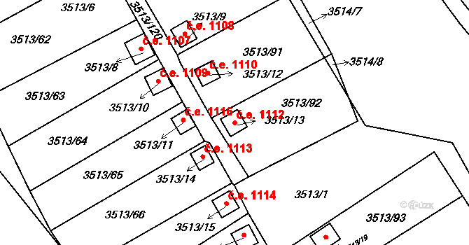 Kadaň 1112 na parcele st. 3513/13 v KÚ Kadaň, Katastrální mapa