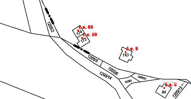 Bor 59, Suchdol nad Lužnicí na parcele st. 173 v KÚ Bor, Katastrální mapa