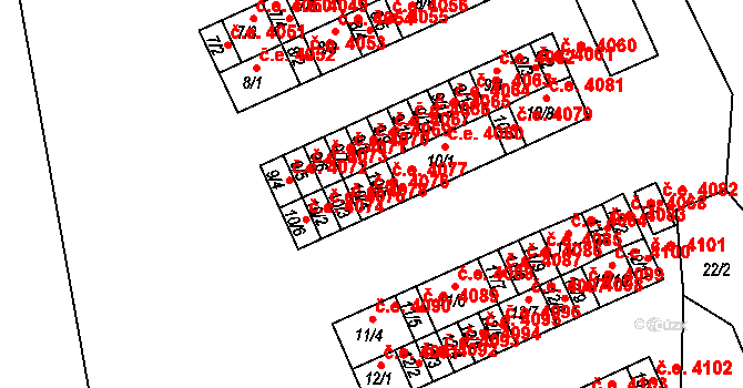 Kadaň 4076 na parcele st. 10/4 v KÚ Bystřice u Kadaně, Katastrální mapa