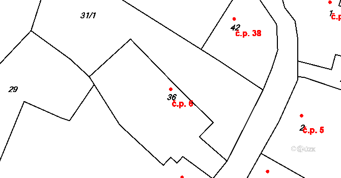 Bošovice 6, Čížová na parcele st. 36 v KÚ Bošovice u Čížové, Katastrální mapa