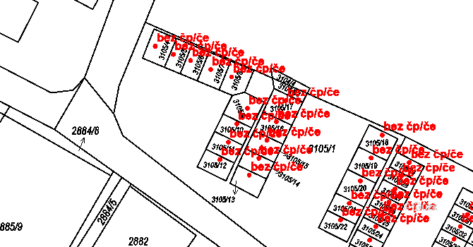 Orlová 38232600 na parcele st. 3105/10 v KÚ Poruba u Orlové, Katastrální mapa