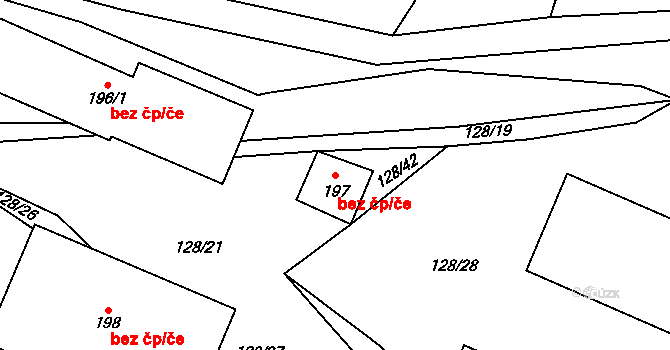 Ořechov 38365600 na parcele st. 197 v KÚ Ořechov u Křižanova, Katastrální mapa