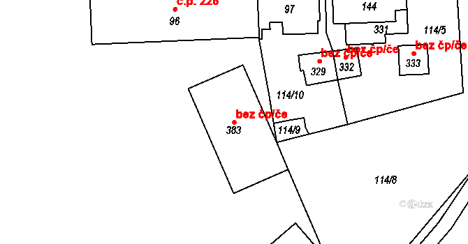 Cerekvice nad Loučnou 40285600 na parcele st. 383 v KÚ Cerekvice nad Loučnou, Katastrální mapa