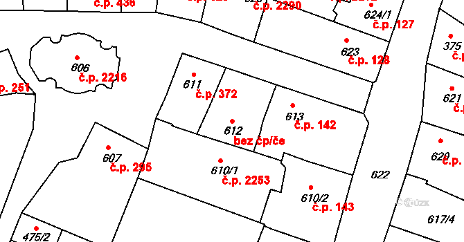 Litoměřice 41095600 na parcele st. 612 v KÚ Litoměřice, Katastrální mapa