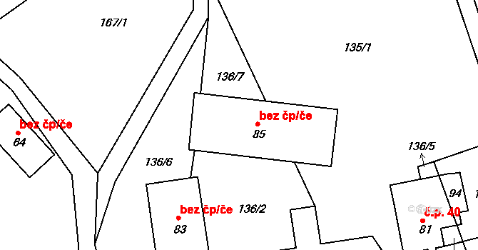 Vlčkov 41402600 na parcele st. 85 v KÚ Vlčkov, Katastrální mapa
