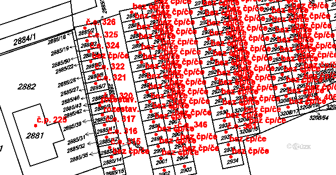 Orlová 41871600 na parcele st. 2910 v KÚ Horní Lutyně, Katastrální mapa