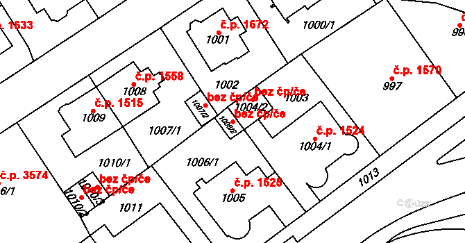 Chomutov 42652600 na parcele st. 1006/2 v KÚ Chomutov I, Katastrální mapa