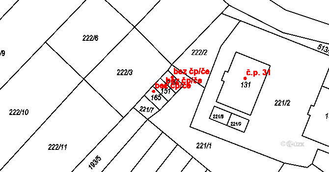 Kojátky 43381600 na parcele st. 151 v KÚ Kojátky, Katastrální mapa